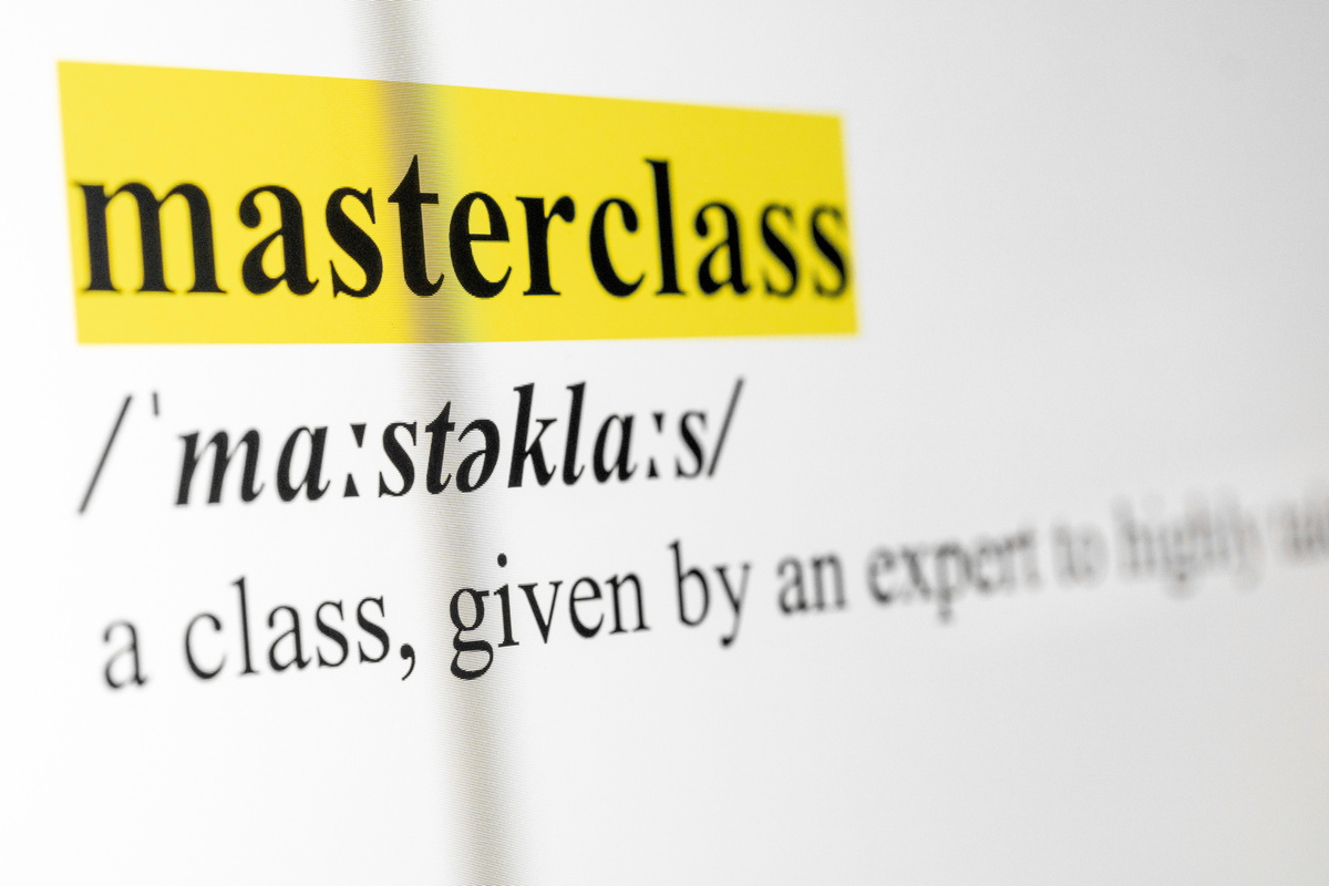 Masterclass Text Macro Shot Highlighted in Yellow Color On Computer Screen